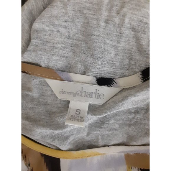 Charming Charlie Women's Gray Abstract Print 3/4 Sleeve Raglan Top Shirt S - Picture 6 of 7